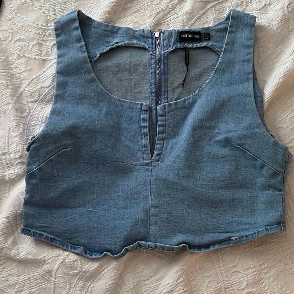 PLT Denim Cropped Tank - Picture 1 of 3
